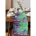 thumbnail image 2 of Modern Oil Painting Burlap Cotton Table Runner 14x72 Inches Long, Summer Botanical Purple Green Farmhouse Table Runners, Outdoor Dining Tablecloths Decor for Baby Shower/Party/Wedding, 2 of 6