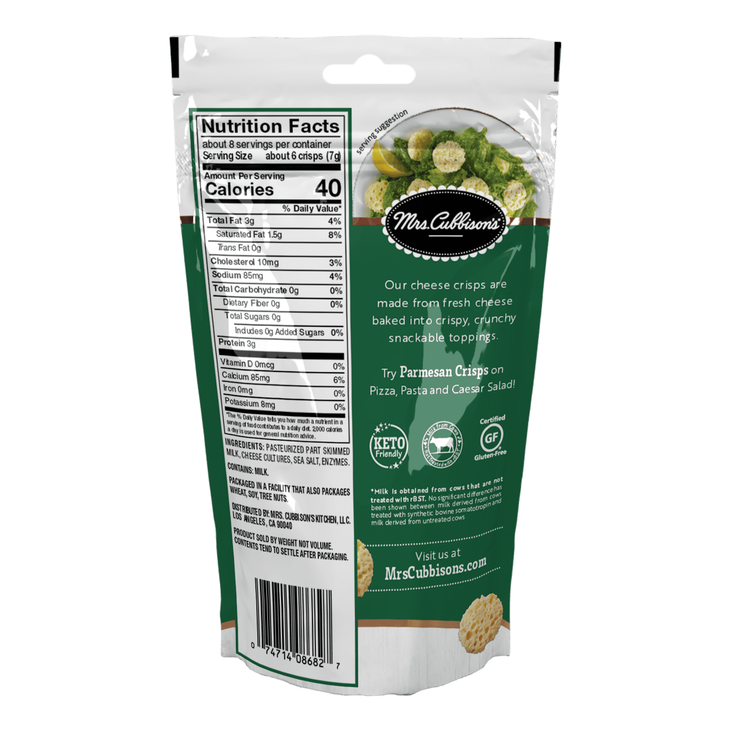 (2 pack) Mrs. Cubbison's Parmesan Cheese Crisps for Salad Toppings and Snacking, 1.98 oz