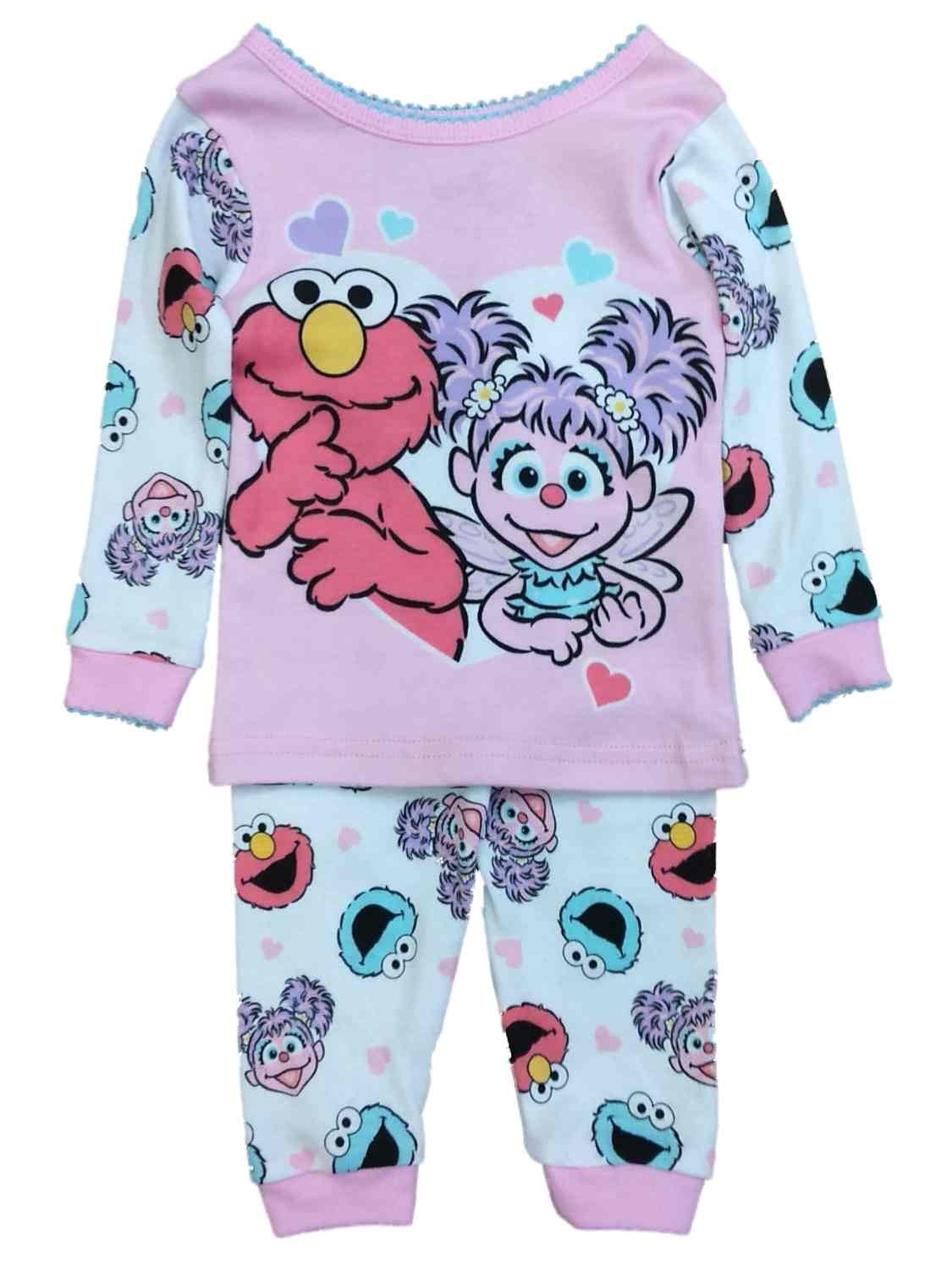 Sweet Friendship 12M Sesame Street Baby Girls Elmo and Abby 4-Piece Cotton Pajama Set