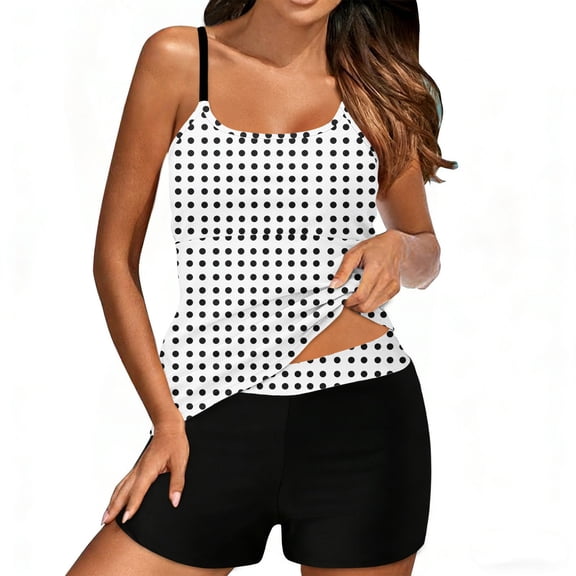 Womens Swim Suits 2026 Fashion Sleeveless Printing Round Neck Bikini Padded Swimwear Swim Romper Backless Bathing Suit