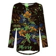 thumbnail image 4 of Christmas Tops for Women Plus Size Xmas Tree Printed Blouse Shirts Womens Long Sleeve Pleated Tunic Top Christmas Sweatshirt Casual Cotton Holiday Womens Tops 01-Yellow L, 4 of 5