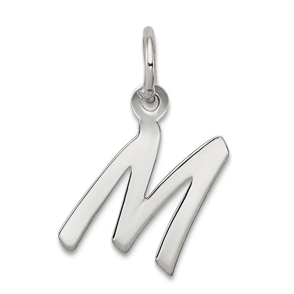 925 Sterling Silver Solid Polished Small Letter Name Personalized Monogram Initial M Charm 19x8mm Wide Pendant Necklace