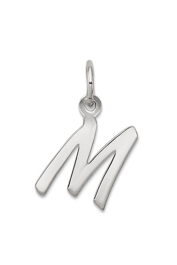 925 Sterling Silver Solid Polished Small Letter Name Personalized Monogram Initial M Charm 19x8mm Wide Pendant Necklace