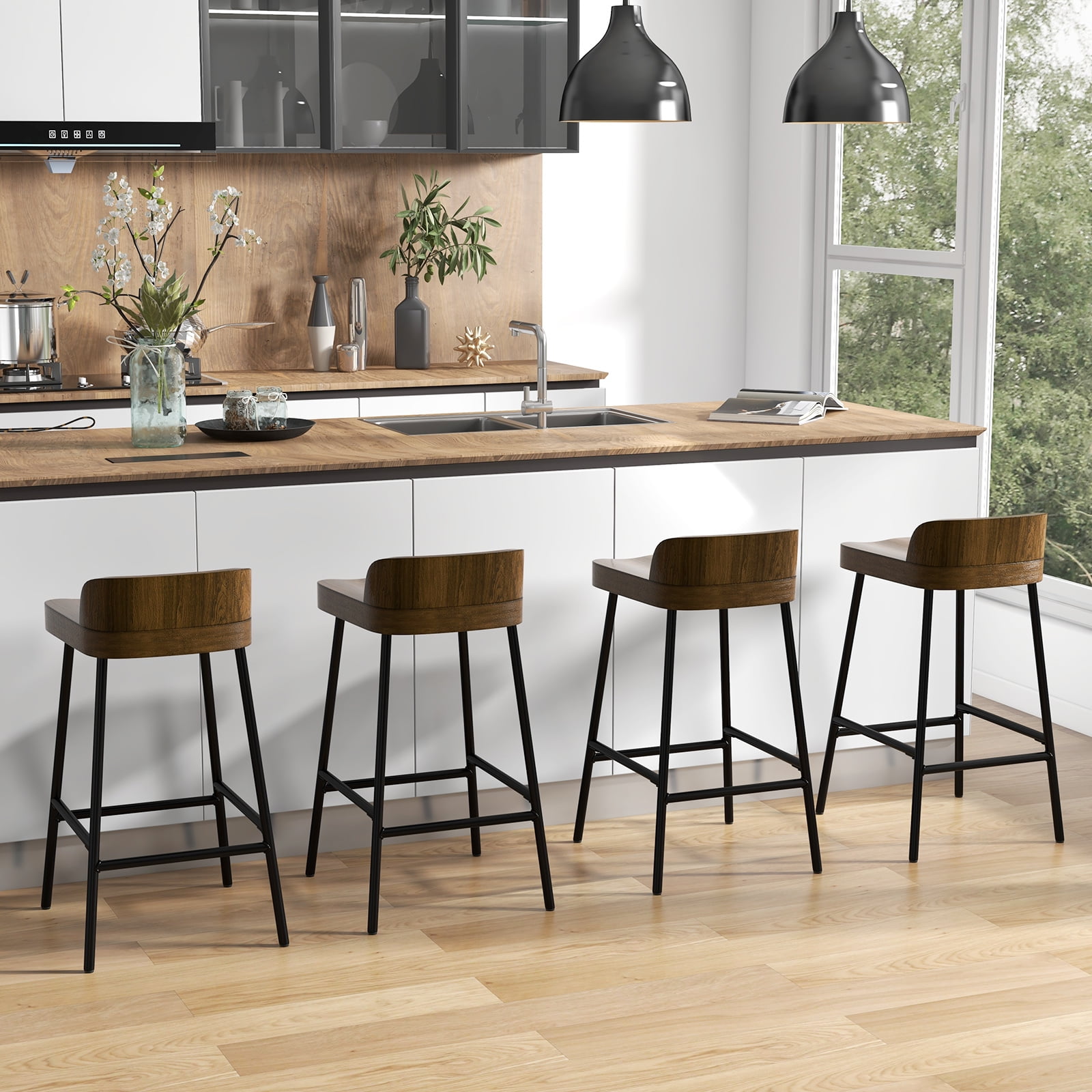 Industrial Wayfair Kitchen Stools Giantex Low Back Bar Stool W