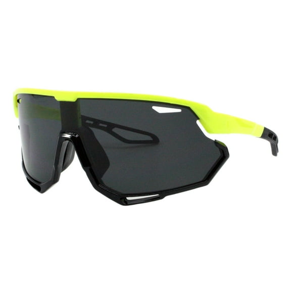 Men's Sports Sunglasses Wrap Around Shield Oversized Shades UV400 Yellow Black