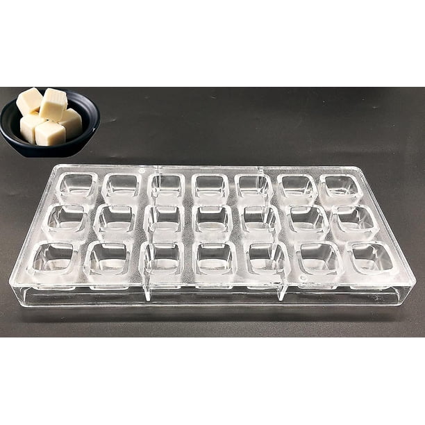 Molde para hacer dulces, molde transparente de policarbonato para chocolate, gelatina, molde para hacer dulces, bandeja de 21 piezas (molde cuadrado para dulces)