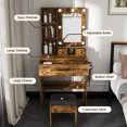 thumbnail image 6 of 23" Vanity Makeup Set with Mirror, Adjustable Lights, Stool, Wood Dressing Table with Power Outlet and Hairdryer Holder, Modern Bedroom Storage Vanity, 6 of 8