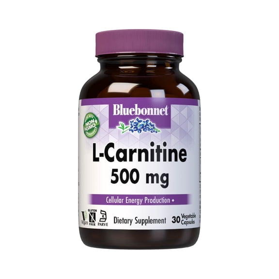 Bluebonnet L-Carnitine 500mg, Transports Fatty Acids*, Boosts Cellular Energy*, 30 Days