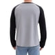 thumbnail image 3 of Camiseta de manga larga para hombre inspirada, color bloque, estilo casual, raglán, color gris, 3 of 6