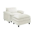 thumbnail image 5 of Accent Chair with Ottoman, Comfy Oversized Single Sofa, Deep Seat Lounge Chair, Upholstered Armchair for Living Room Bedroom Office Apartment (Beige), 5 of 5