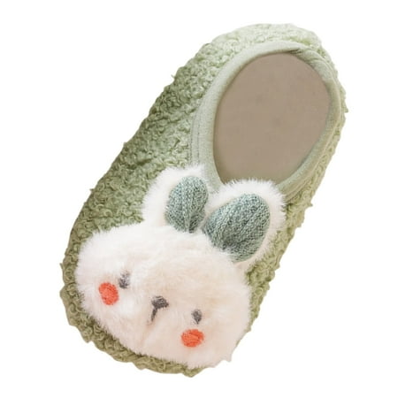 Shoes For Girls Baby Shoes Cartoon Soft Bottom Baby Toddler Shoes Easy To Crawl Baby Warm Floor Socks Shoes Boys Sneakers Green 2.5 Years-3 Years