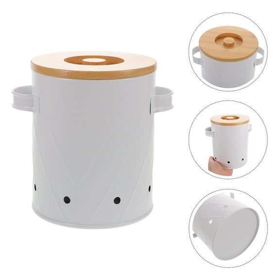 OUNONA Vegetable Storage Bin For Potatoes Onions Garlic Kitchen Storage Canister With Bamboo Lid Keeps Vegetables Fresh Space Saving Kitchen Organizer