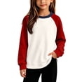 thumbnail image 2 of Raglan Sweatshirts for Girls Color Block Long Sleeve Crewneck Pullover Fall Tops, 2 of 6