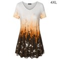 thumbnail image 1 of Camiseta de mujer Blusa informal con estampado degradado Vestido suelto con cuello en V, Naranja, 4XL Inevent AP001902-39, 1 of 4