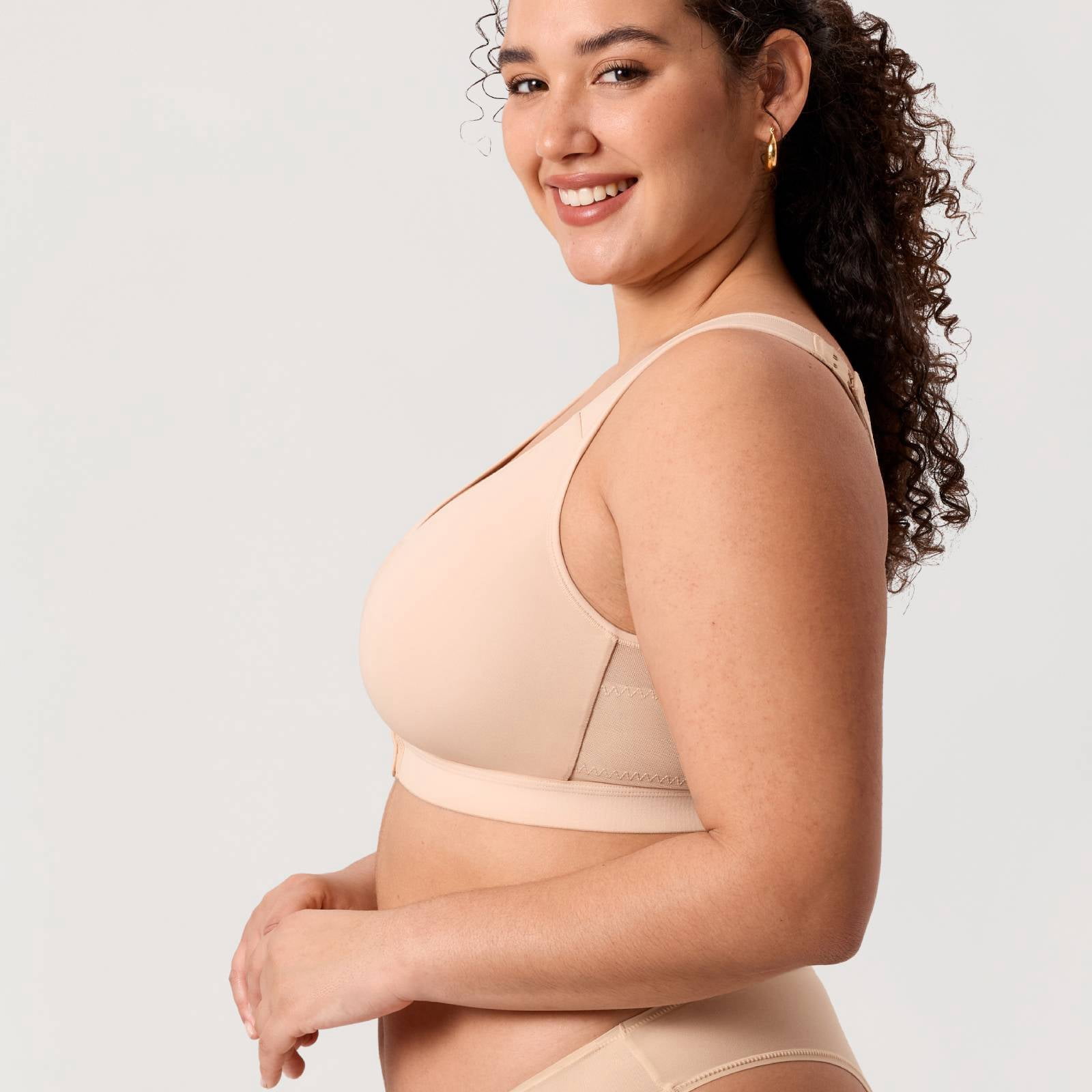 DELIMIRA Women's Posture Bra Front Closure Lightly Padded Plus Size Wireless Full Coverage Bras