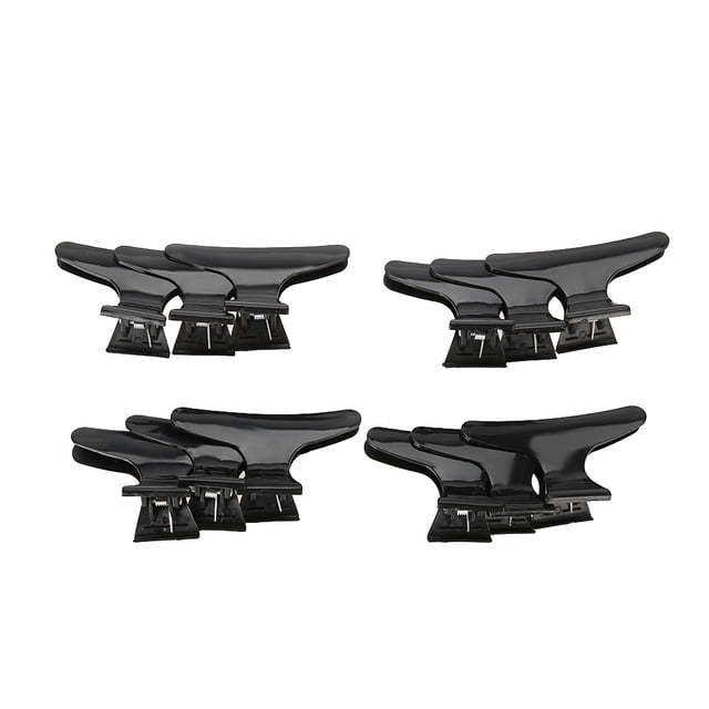 Clips De Cabello, 12 Piezas De Abrazaderas De Seccionamiento De Cabello Negro Con Manija Antideslizan