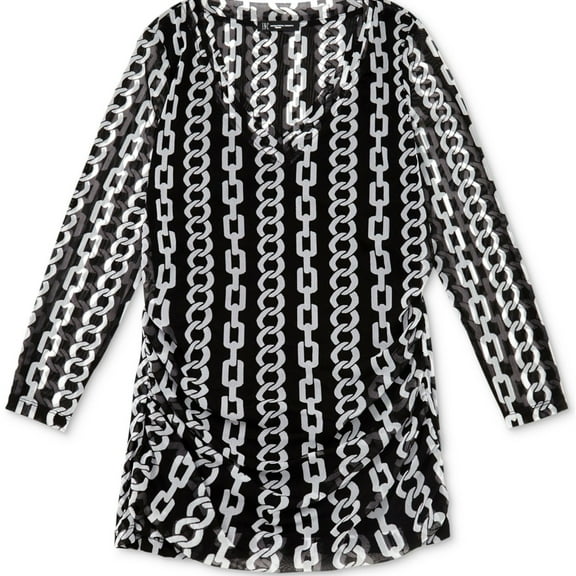 I.N.C Womens Chain Link Pullover Blouse, Black, Small