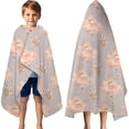 thumbnail image 3 of Princess Flower Dress Pattern Hooded Bath Towel，60"x35" for Ages 3 To 12 Kids, Quick Dry Lightweight Soft Microfiber Hood Beach Towel Cover Up for Kids, 3 of 7