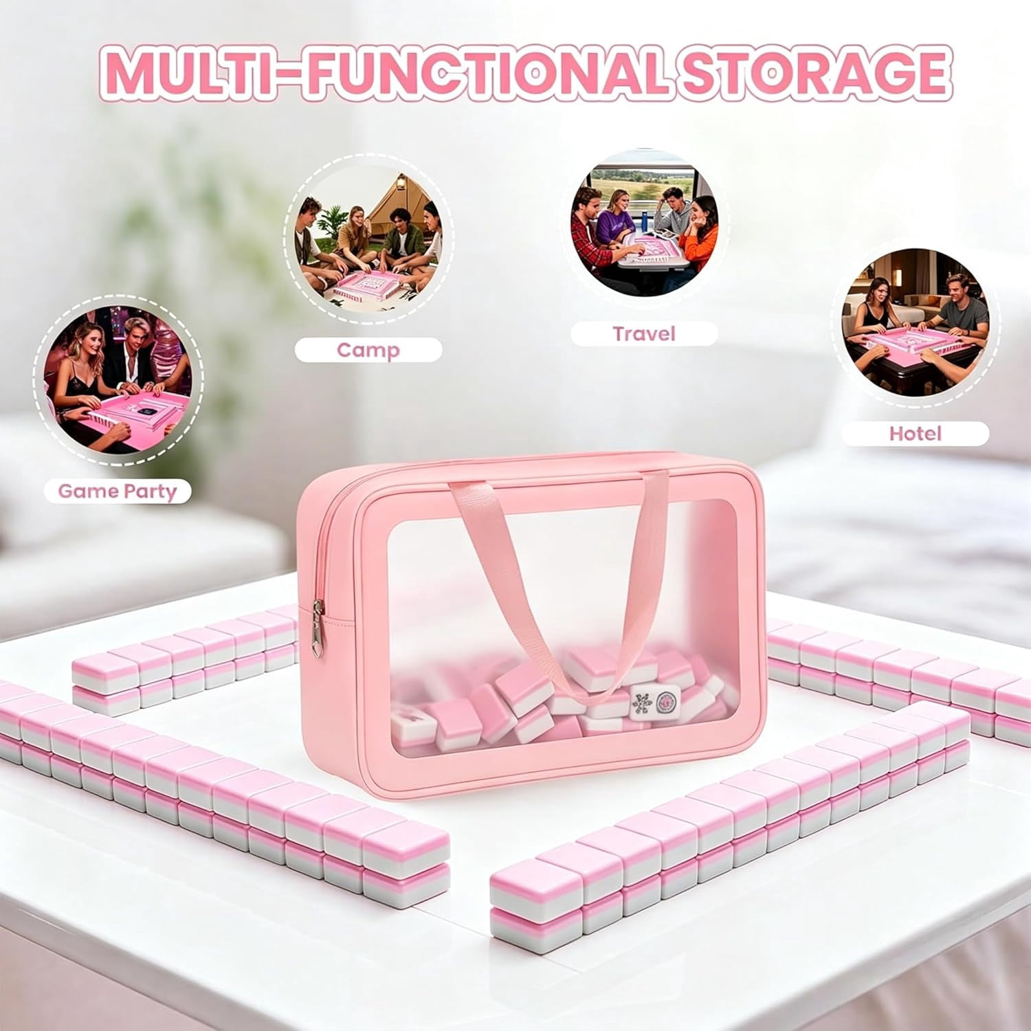 Carreaux de Mahjong à 4 couches, 160 carreaux de Mahjong américains en acrylique à 4 couches avec sac de transport exquis, ensembles de mah jongg occidentaux portables pour jeux sociaux et voyages Carreaux de Mahjong à 4 couches, 160 carreaux de Mahjong américains en acrylique à 4 couches avec sac de transport exquis, ensembles de mah jongg occidentaux portables pour jeux sociaux et voyages