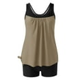 thumbnail image 5 of UTSJKR Swimsuit for Women Loose Pleated Tankini Top with Boy Shorts Athletic Two Piece Bathing Beach Swimwear Khaki XXL, 5 of 5