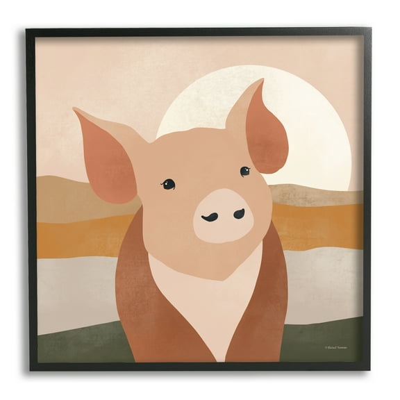 Stupell Industries Modern Farmhouse Pig Animals & Insects Painting Black Framed Art Print Wall Art, 12 x 12