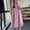 Pink, variant on Women's Baggy Corduroy Babydoll Dress Vintage Stand Collar A-Line Tiered Maxi Long Dress with Pockets