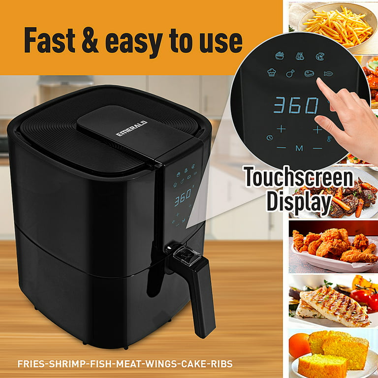 Emerald 5.2L Air Fryer 1800 Watts - Digital LED Touch Display - Removable  Basket & Pan - Adjustable Temperature & Timer - Black in the Air Fryers  department at
