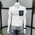 thumbnail image 4 of Camiseta polo ajustada vintage para hombre, camiseta con cuello, camisetas para hombre, camisetas casuales de verano de algodón, top liso, ropa de calle elegante de alta calidad, 4 of 5