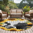 thumbnail image 4 of Sunflower Cows Round Area Rug 7Ft Washable Circle Rugs for Dorm Laundry Room, Yellow Floral Botanical Summer Grey Plaid Non-Slip Carpet Floor Mats Indoor Outdoor Carpet Runner Aesthetic Home Decor, 4 of 8