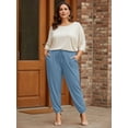 thumbnail image 4 of Gleelist Women's Plus Size Tapered Lounge Pants Adjustable Drawstring Soft Casual Comfy Pants Elastic Cuff Ankle With Pockets (XL-5XL）, 4 of 5