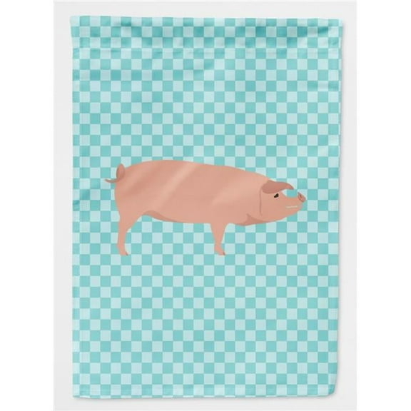 Caroline's Treasures BB8106CHF American Landrace Pig Blue Check Flag Canvas House Size , Large, multicolor