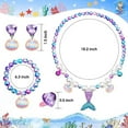 thumbnail image 2 of Mermaid Necklace Bracelet Set Mermaid Jewelry Kit Included Shell Necklace Bracelet Ring Earrings Organza Bags for Mermaid Party Costume Jewelry Supplies-Purple, 2 of 7