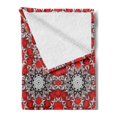 thumbnail image 2 of Mandala Soft Flannel Fleece Throw Blanket, Doodle Flowers Swirls Style Repetitive Grid Illustration in Warm Colors, Cozy Plush for Indoor and Outdoor Use, 50" x 60", Orange White Black, by Ambesonne, 2 of 5