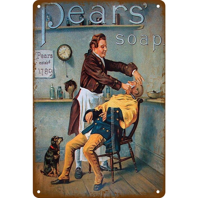 Plano Retro Del Dibujo La Lata Del Metal Rectangular La Impresión La Barbería Los 20x30cm
