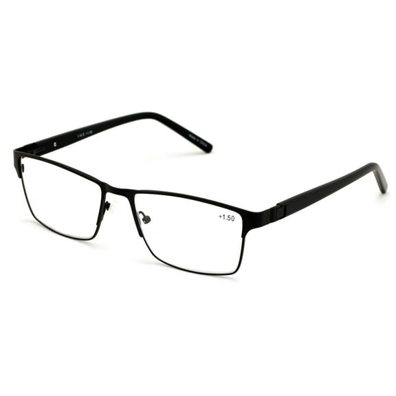 Men Premium Rectangle Metal with Plastic Temple Extra Large Reader - 152mm Wide Frame Reading Glasses