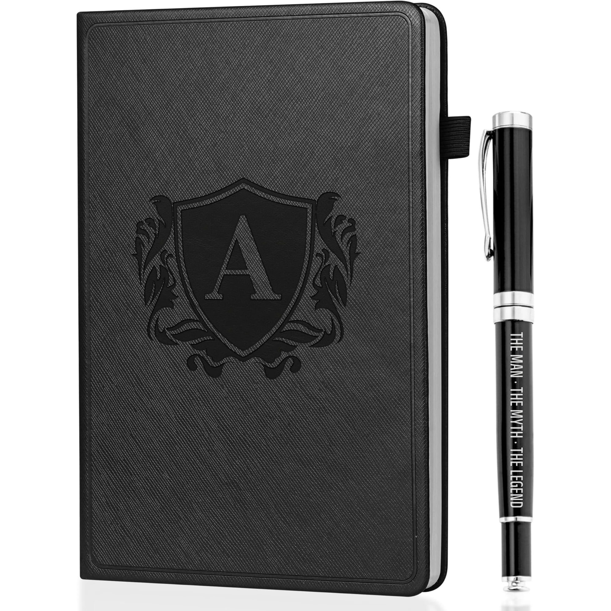 Personalized Notebook for Men Hardcover Leather Journal for Writing Travel Business Work & School Note Taking A5 Diary Notepad 5.7 x8.3 Black A