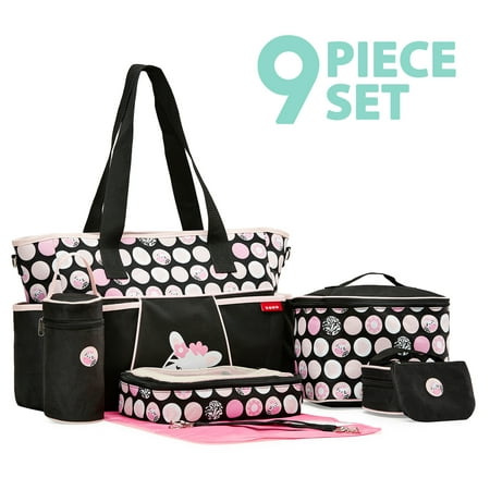 SoHo Pink Zebra diaper bag 9 pieces Set - www.bagssaleusa.com