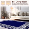 thumbnail image 2 of ODIKA 6'x9' Machine Washable Non-Slip Area Rug, Vintage Damask Motif Anti Slip with Decorative Edges High Traffic Rug with Pad, Blue, 426303, 2 of 8