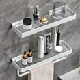 thumbnail image 1 of Repisas Flotantes para Baño de Vidrio Templado Negro Mate, 1 Estante, Estilo Minimalista, Resistente al Óxido y Duradera, 1 of 6