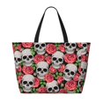 thumbnail image 2 of Balery Skull and Roses Beach Travel Bag - Water-Resistant, Large Capacity Lightweight Tote with 7 Pockets for Women and Men - Perfect for Beach, Pool, Gym, and Travel, 2 of 7