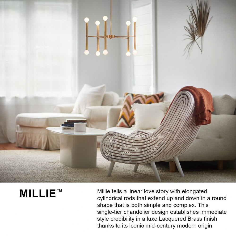 83196LCB Lark Millie - 16 Light Linear Chandelier In Modern and Mid-Century Modern Style-11.75 Inches Tall and 39 Inches Wide-Lacquered Brass Finish