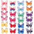 thumbnail image 2 of 24 Pack/12 Pairs Realistic Colorful Butterfly Fully Lined Cloth Fabric Covered Alligator Hair Clips Bow Barrettes Accessories Hairgrips for Baby Girls Toddlers Infants Kids Women, 2 of 4