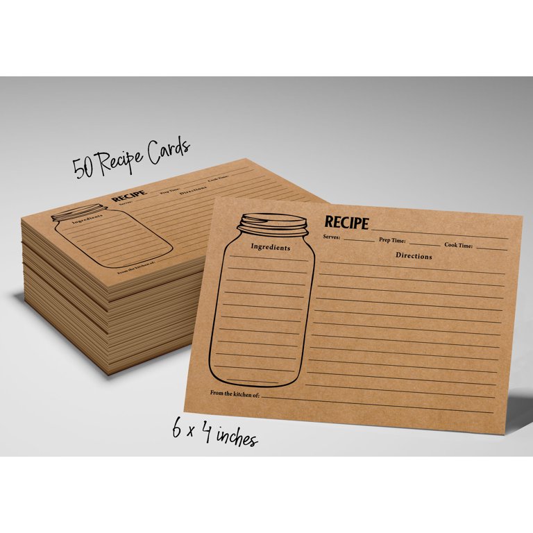 inkdotpot-recipe-card-6x4-inch-single-sided-recipe-design-cards-mason-jar-kraft-recipe-cards-wedding-bridal-shower-baby-shower-pack-of-50-walmart-com