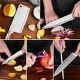 thumbnail image 3 of MDHAND 9-Piece Purple Gradient Handle Knife Set, 5 Stainless Steel Knives with Block, Sharpening Rod, Scissors and Peeler, for Home Kitchen, 3 of 8