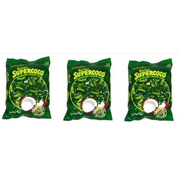 SUPER TURRON SUPERCOCO ALL NATURAL COCONUT CANDY 50 COUNT by Supercoco (Pack of 3)