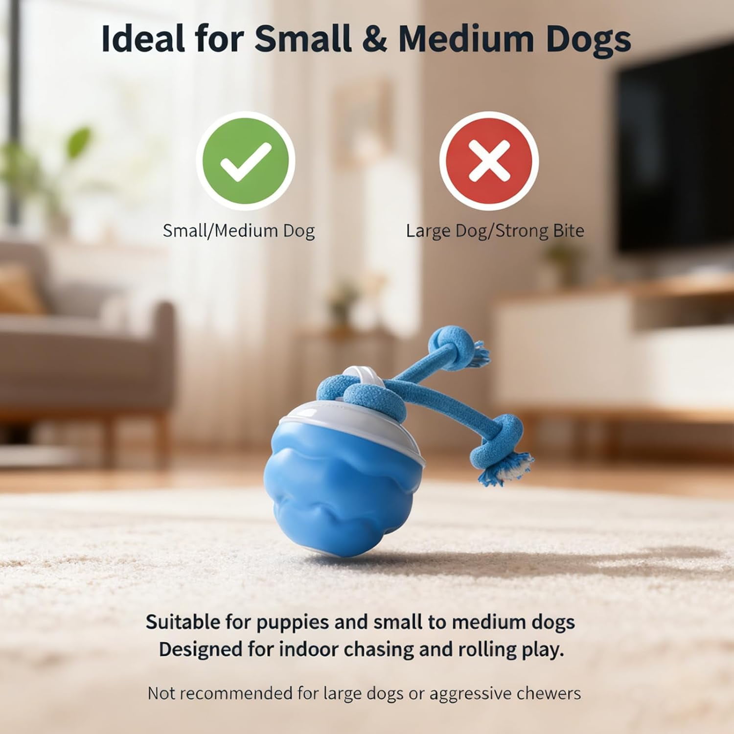 Interactive Motion Activated Rolling Dog Ball, Automatic Moving Dogs Toy for Boredom Stimulating, 2026 Upgraded USB Rechargeable Self Play Ball