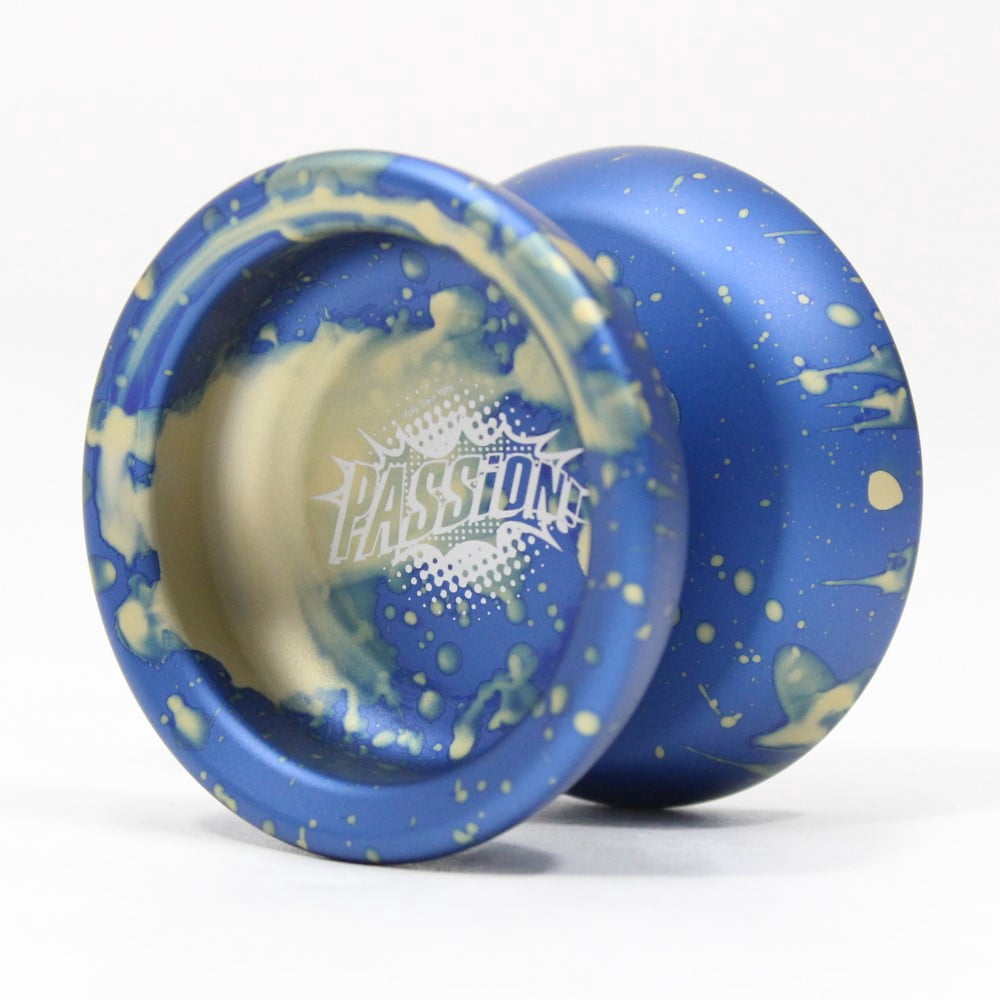 iYoYo PASSiON Yo-Yo - Aluminum - Great Responsive Beginner YoYo (Blue/Gold Acidwash)