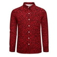 thumbnail image 3 of Leopard Spots Shirt Men Red and Black Casual Shirts Spring Y2K Custom Blouses Long Sleeve Vintage Oversize Clothing Gift Idea, 3 of 6