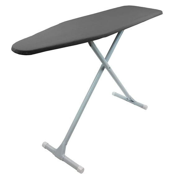 Homz T-Leg Foldable Adjustable Ironing Board w/Pad & Cotton Cover, Gray
