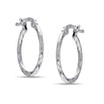 thumbnail image 4 of LeCalla 925 Sterling Silver Texture Hoop Earrings for Women | Small Classic Diamond-Cut Textured Hoop Earring | Womens Click-Top Earring Hoops 25MM, 4 of 6